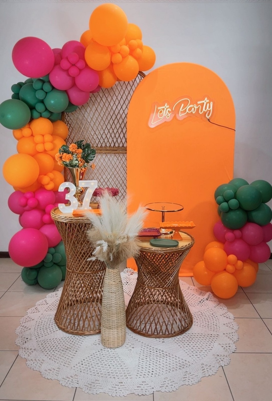 Composição Vime Com Laranja - Modelo 9 - TudFestas