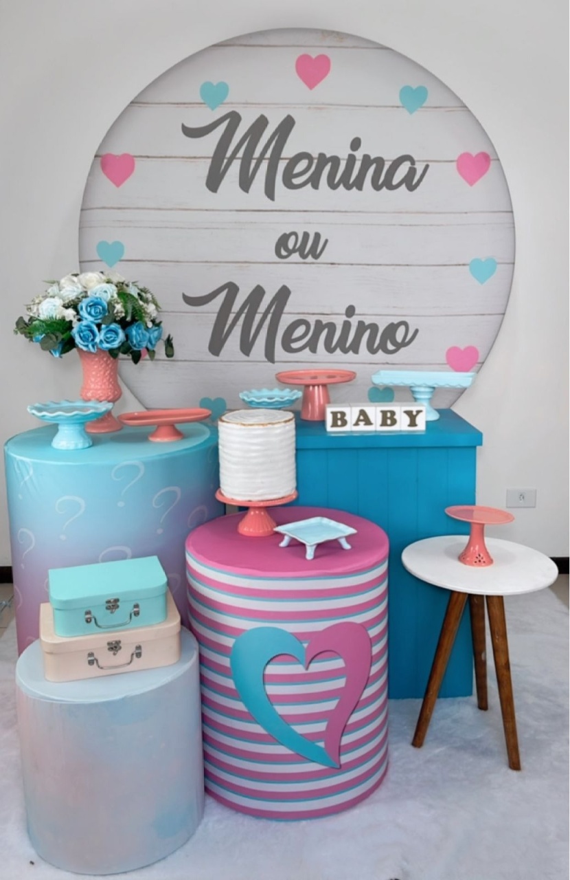 Kit Ouro Chá Revelação - Azul E Rosa - Modelo 2 - TudFestas