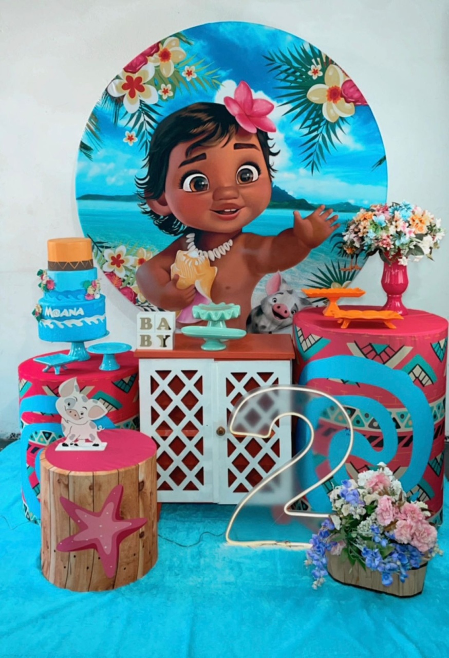 Kit Diamante Moana Baby Fundo Azul  - TudFestas