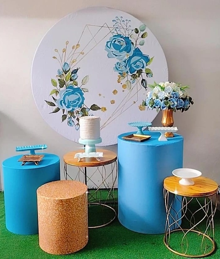 Kit Ouro Floral Azul Claro - TudFestas