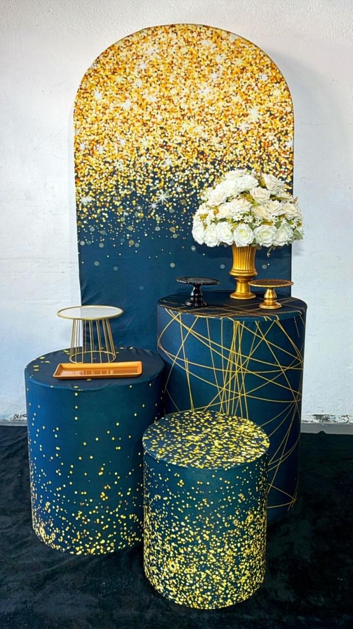 Kit Bronze Gliter Dourado Com Preto - Painel Romano - TudFestas