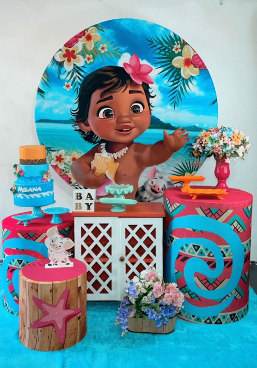Kit Ouro Moana Baby Fundo Azul  - TudFestas