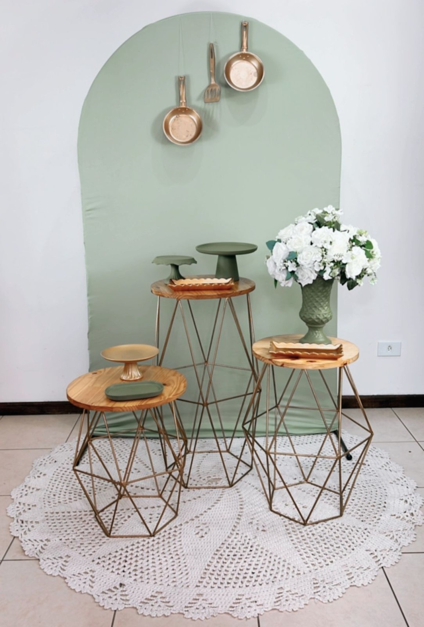 Composição Verde Menta - Trio Mesas Ferro. - TudFestas