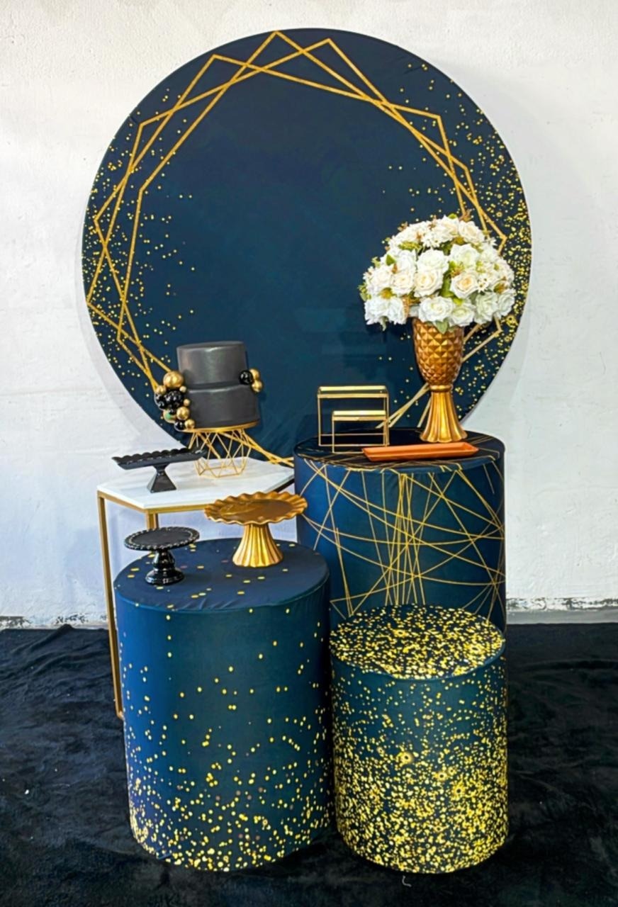Kit Prata Gliter Dourado Com Preto - TudFestas