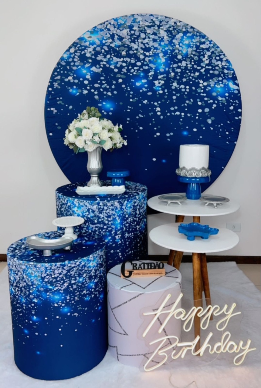Kit Diamante Gliter Azul Com Prata - TudFestas