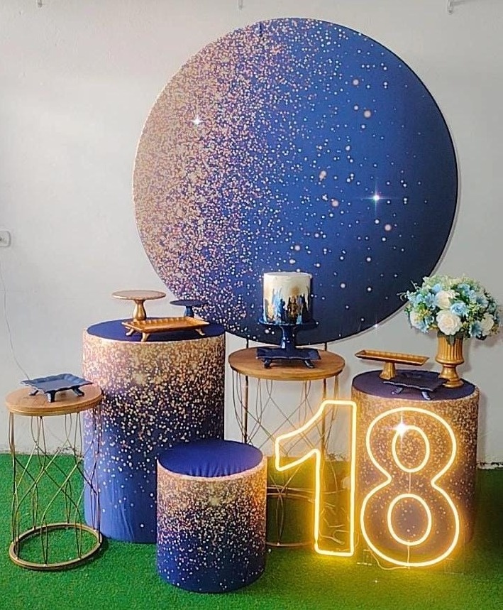 Kit Diamante Gliter Azul Com Dourado - TudFestas