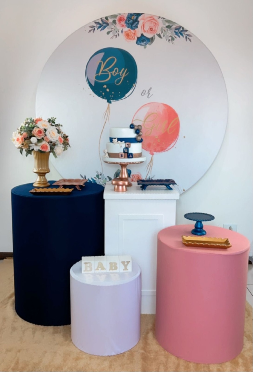Kit Prata Chá Revelação - Azul E Rose - Modelo 2. - TudFestas
