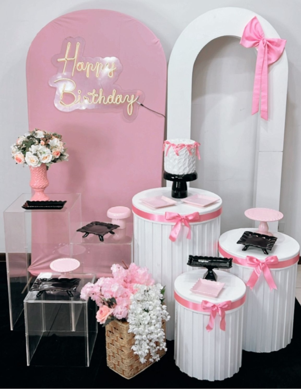 Composição Laços Rosa - TudFestas