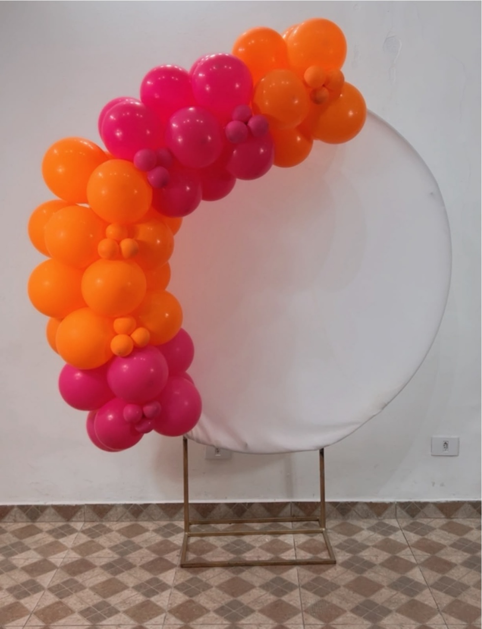 Arco de Balões - Venda (Meio Arco de Balões) Pink Com Laranja - TudFestas