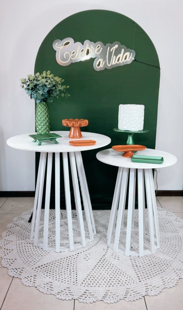 Composição Verde Com Terracota - Mesas Rústicas Mod 2  - TudFestas