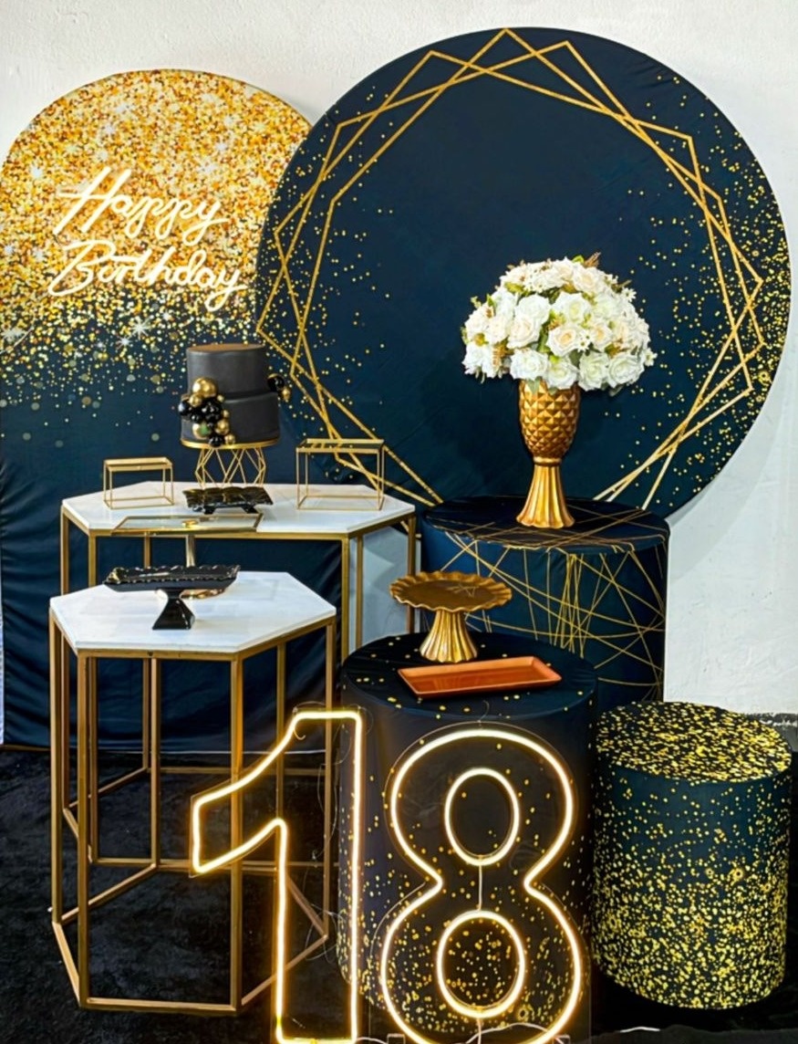 Composição Gliter Dourado Com Preto - Modelo 7 - TudFestas