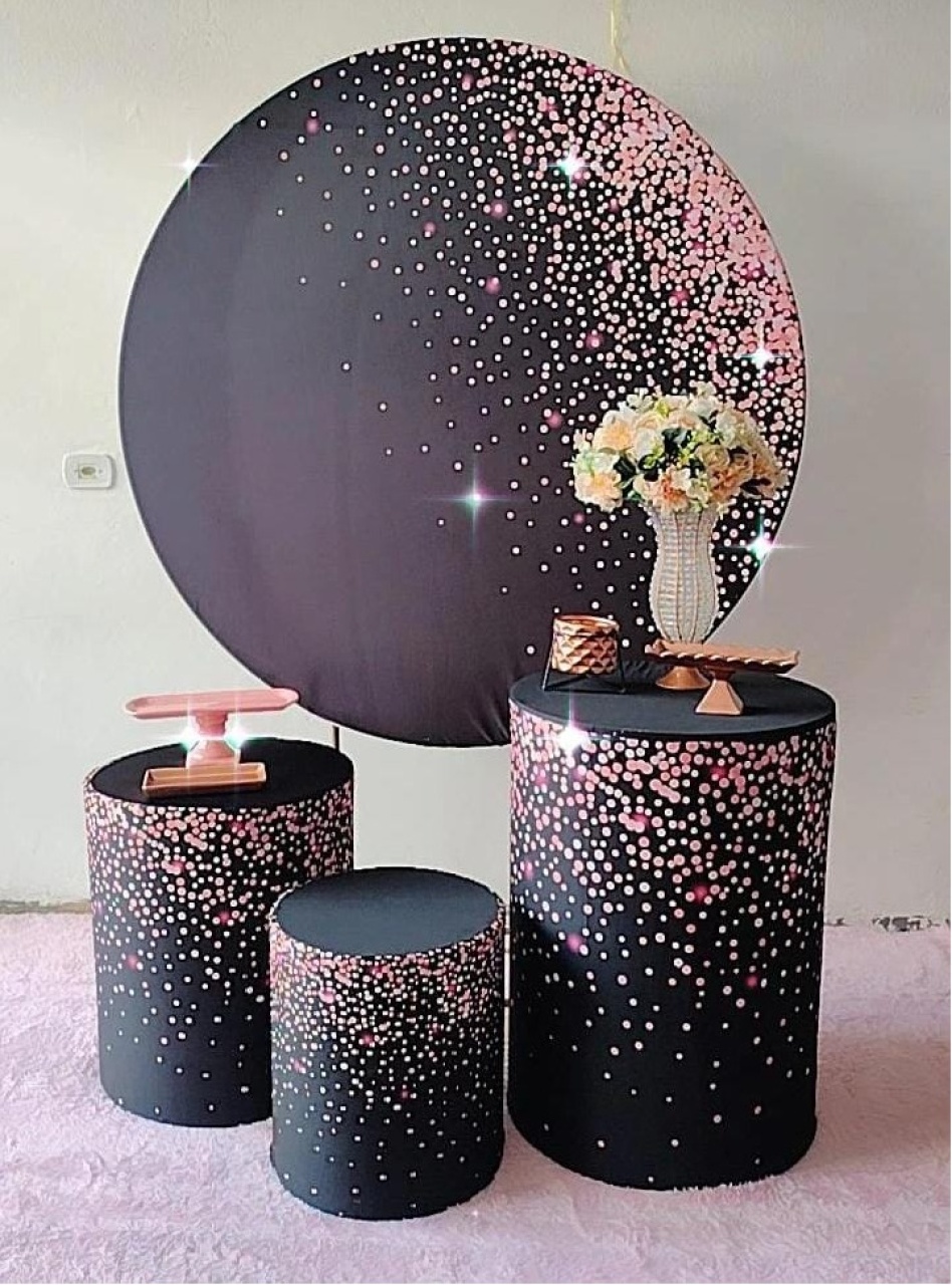 Kit Bronze Gliter Rosa Com Preto  - TudFestas