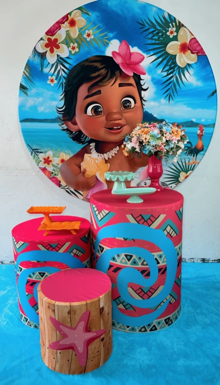 Kit Bronze Moana Baby Fundo Azul - TudFestas