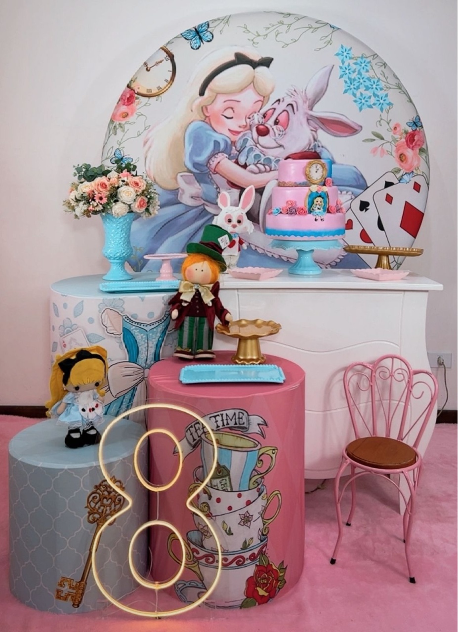 Kit Diamante Alice No País das Maravilhas - Painel Cartas - TudFestas