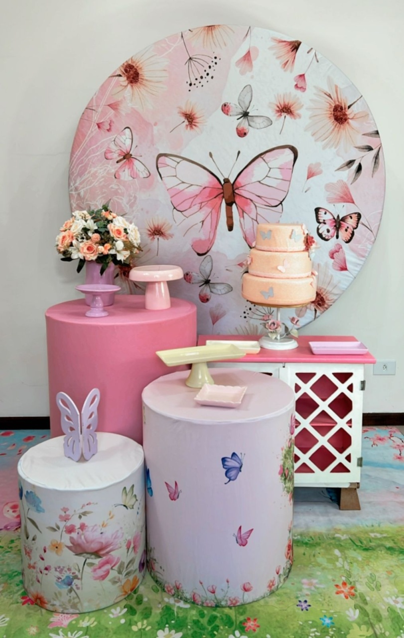 Kit Prata Borboleta Rosa - TudFestas