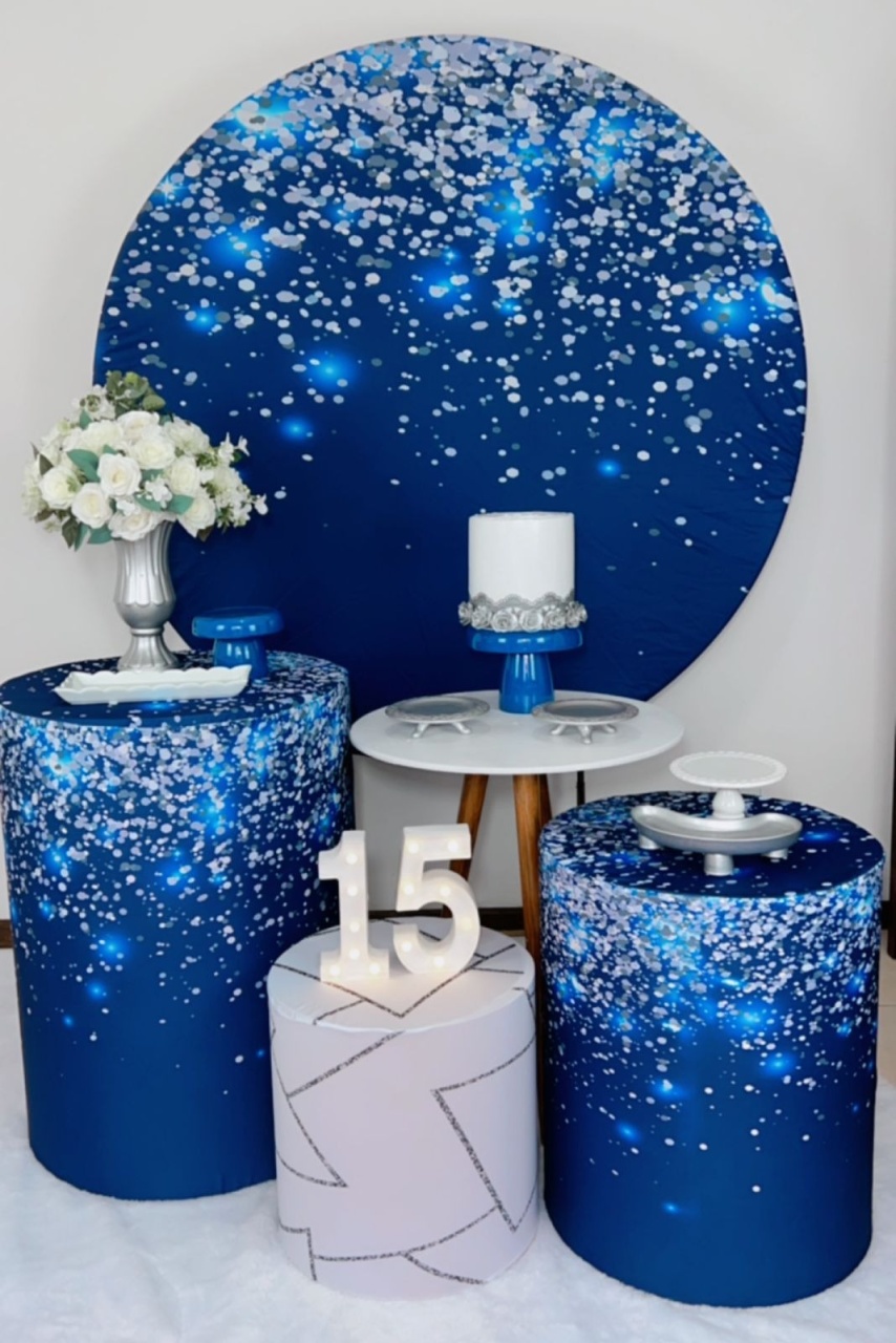 Kit Prata Glitter Azul Com Prata  - TudFestas