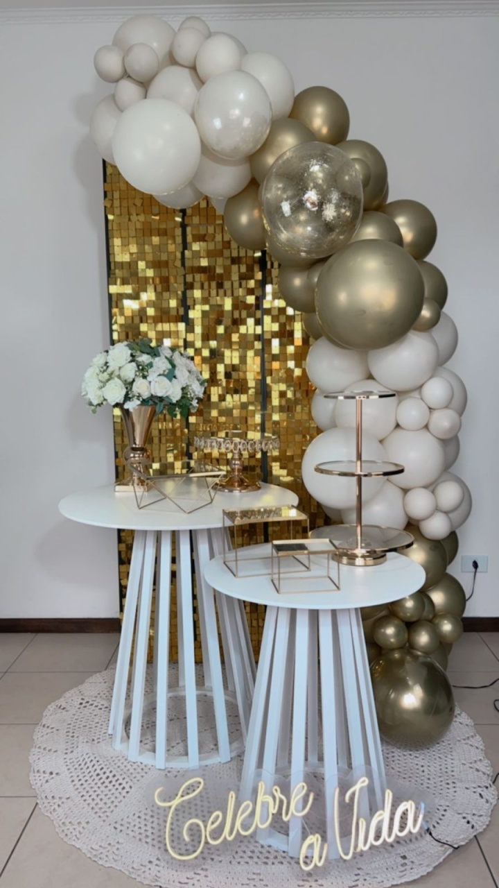 Composição Shaimmer Dourado - Mesas Rusticas Mod 2 - TudFestas