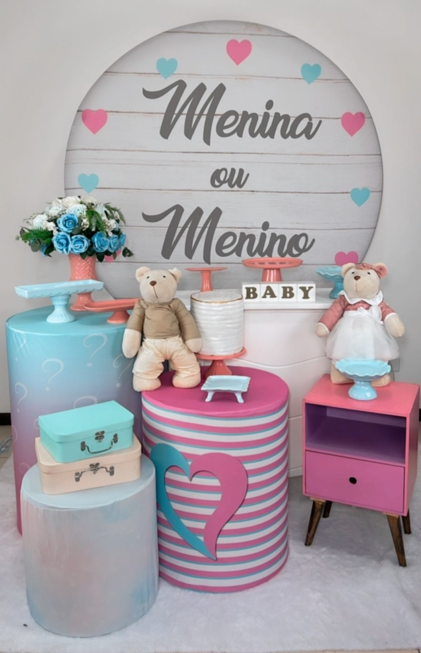 Kit Diamante Chá Revelação - Azul E Rosa - Modelo 2 - TudFestas