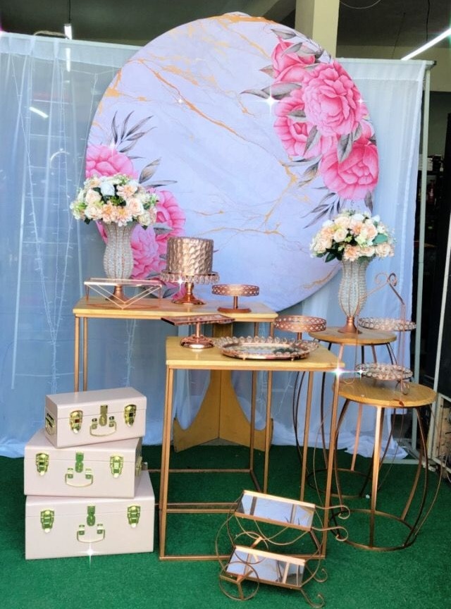 Composição Flora Rajado Rosa Mesas P.l  - TudFestas