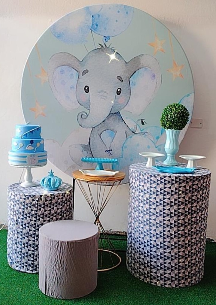 Kit Prata Elefantinho Azul  - TudFestas