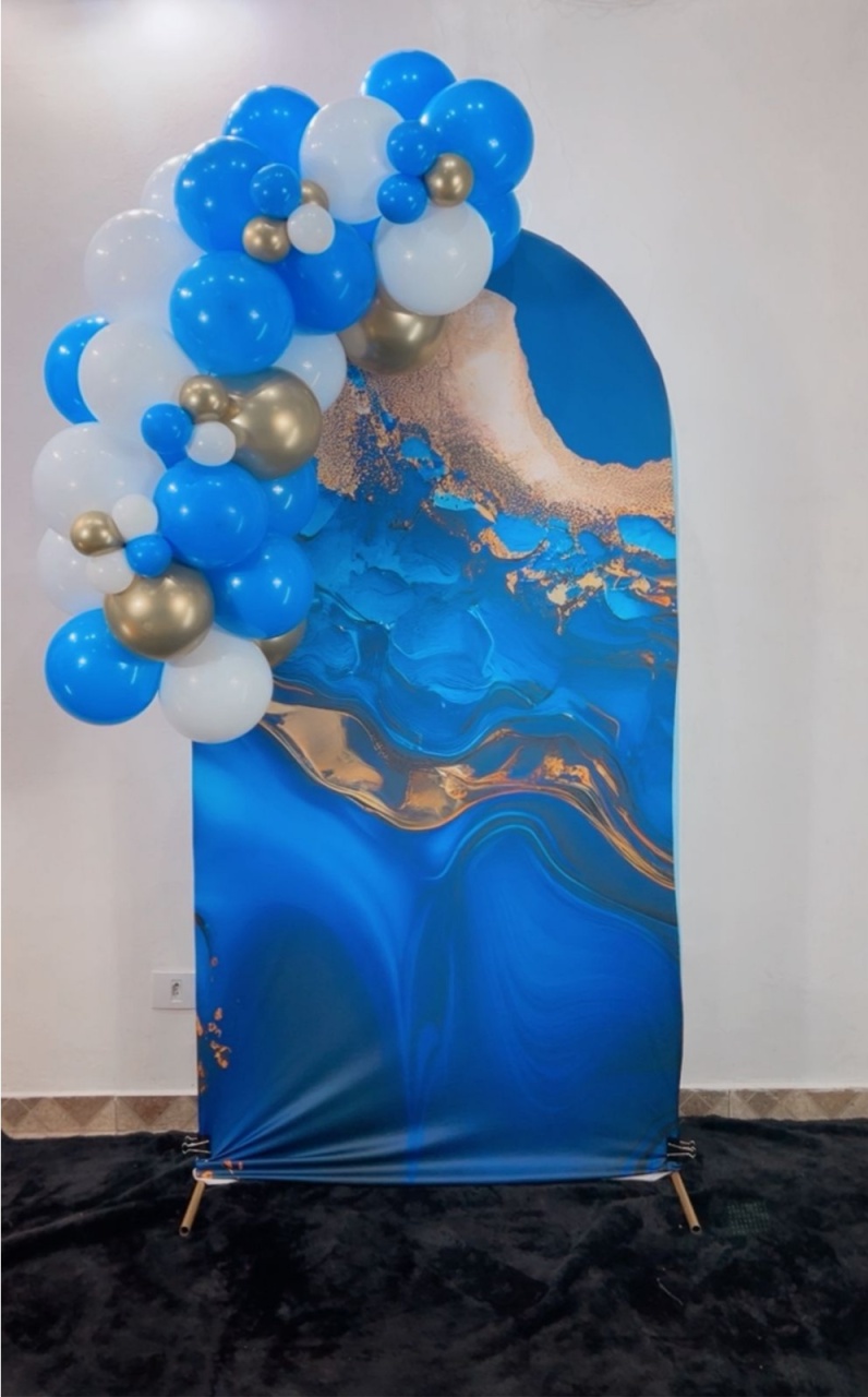 Arco de Balões - Venda (Mini Arco de Balões) Azul Abstrato - TudFestas