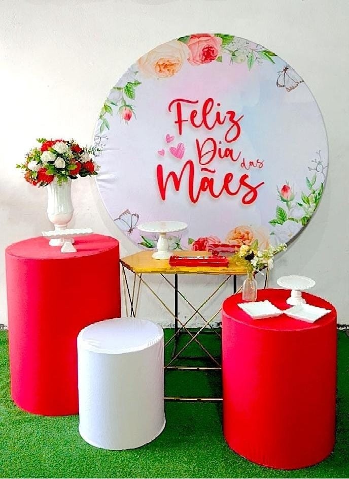 Kit Prata Mãe Fundo Vermelho - Modelo 2 - TudFestas