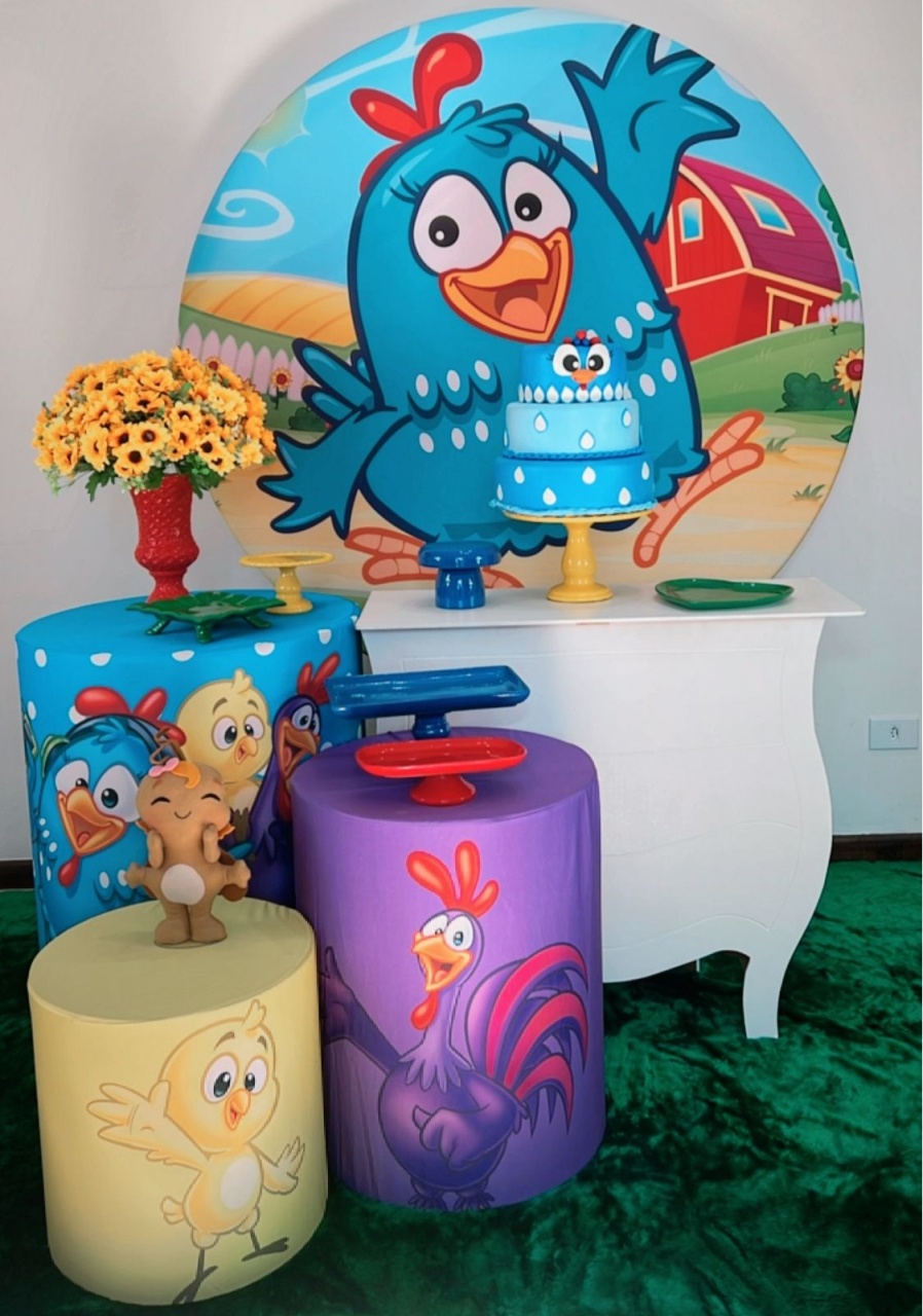 Kit Prata Galinha Pintadinha Azul - Modelo 2 - TudFestas