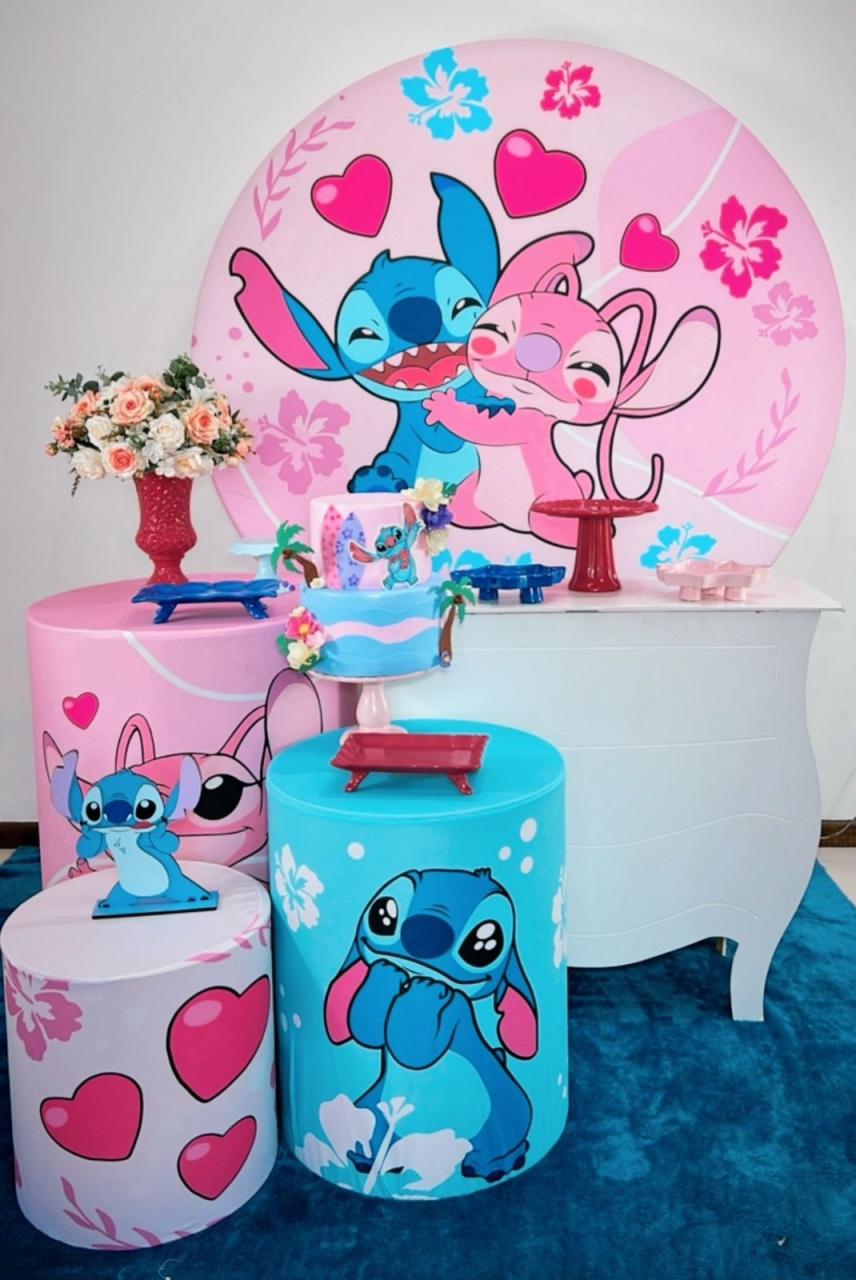 Kit Prata Lilo Stitch E Angel - Modelo 2 - TudFestas
