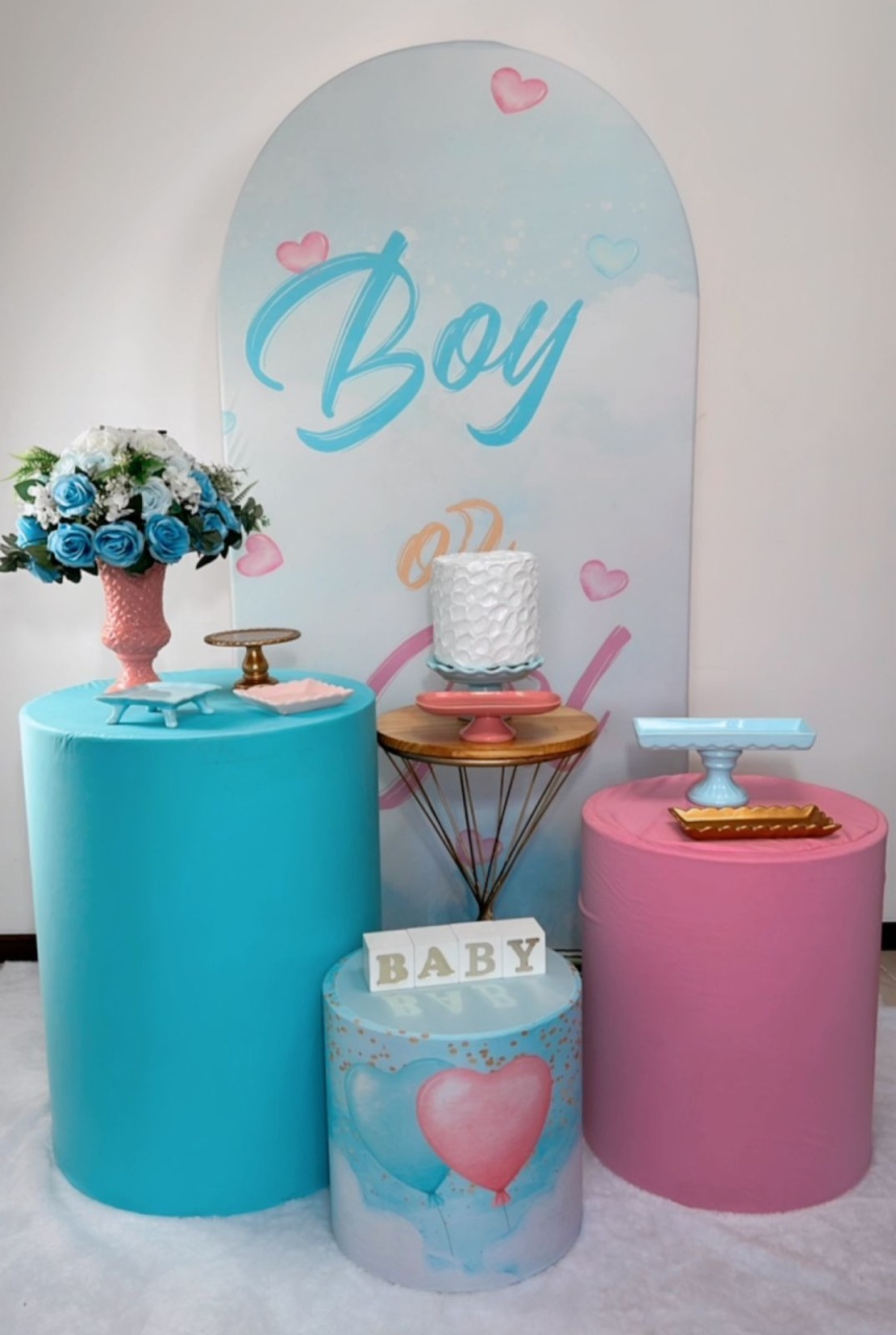 Kit Prata Chá Revelação - Azul E Rosa - Modelo 2 - TudFestas