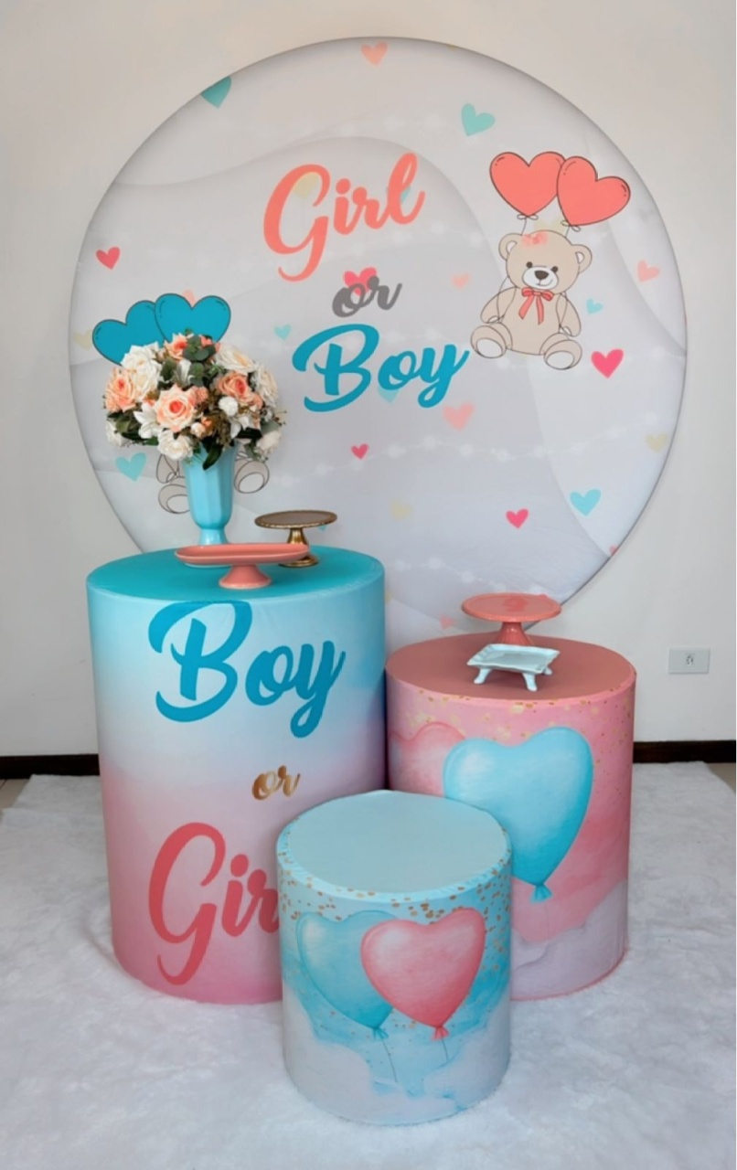 Kit Bronze Chá Revelação - Azul E Rosa.  - TudFestas