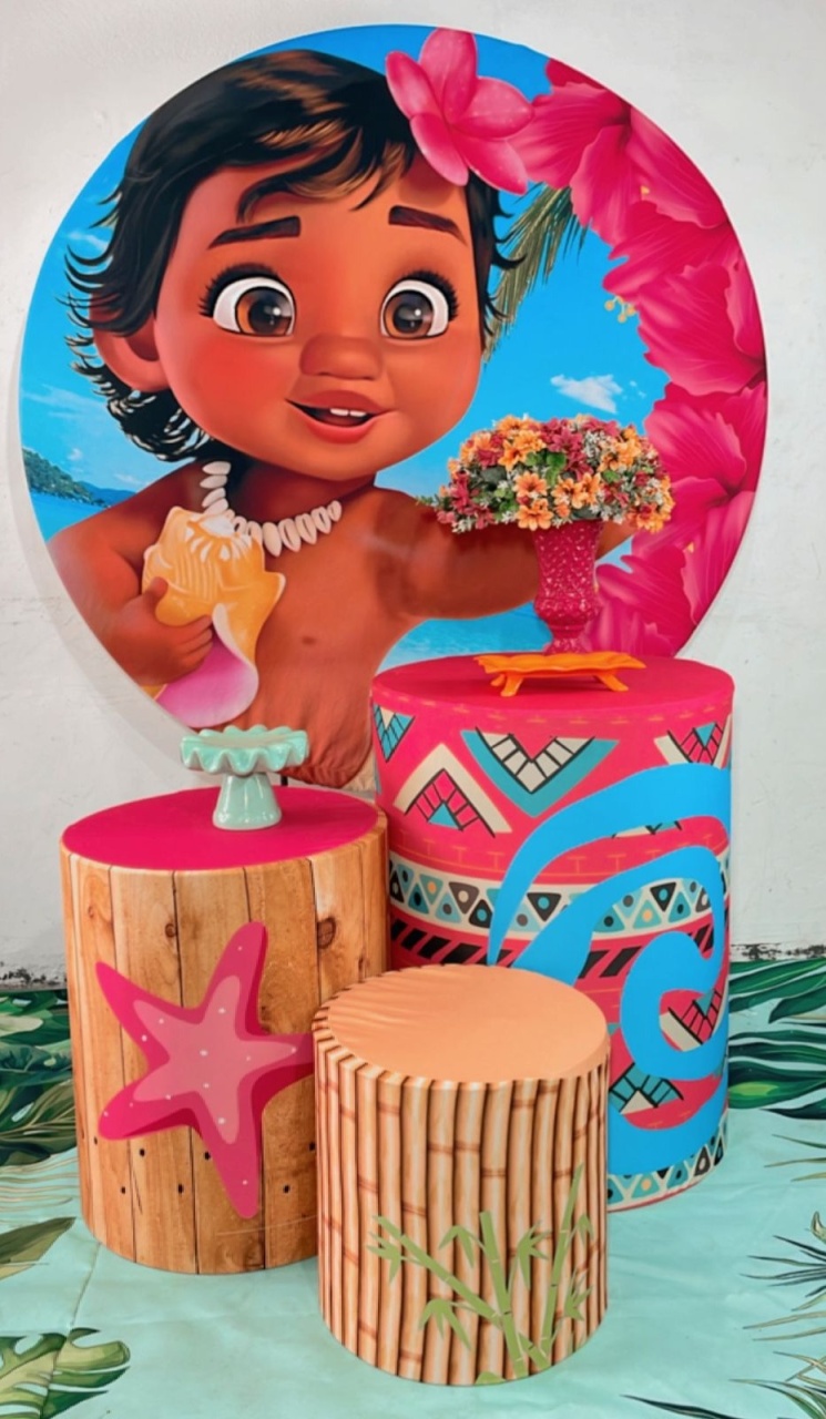 Kit Promocional Moana Baby Fundo Rosa - TudFestas