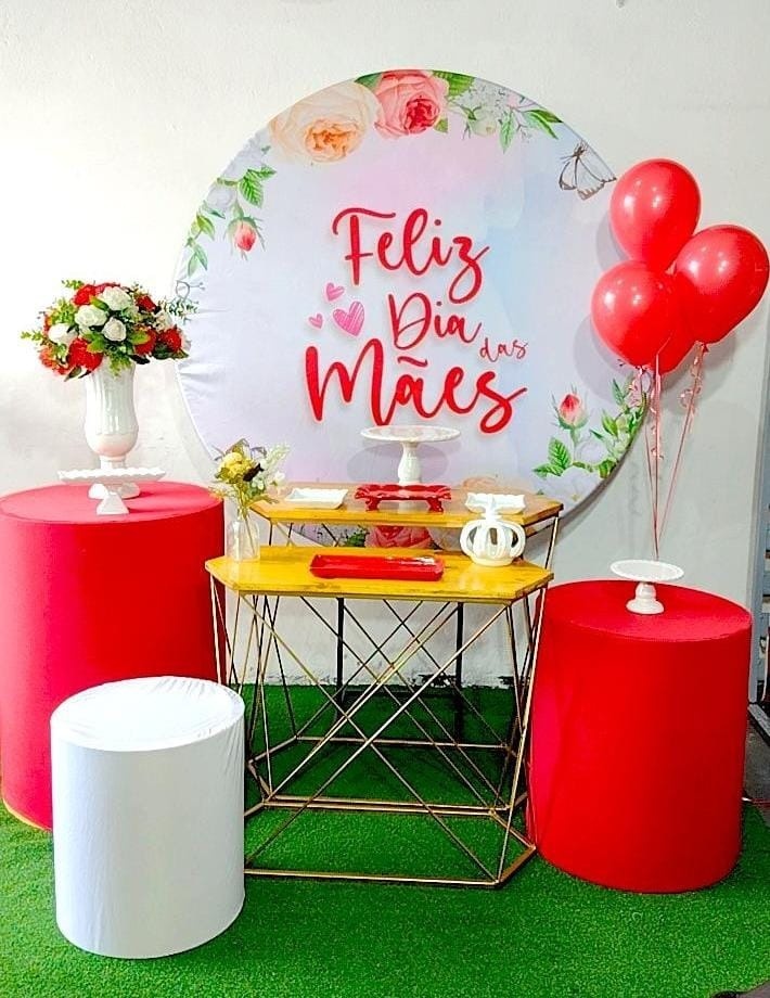Kit Diamante Mãe Fundo Vermelho  - TudFestas
