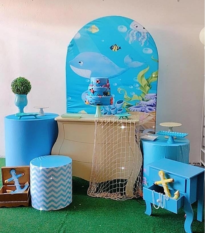 Kit Ouro Fundo Do Mar  - Painel Romano - TudFestas