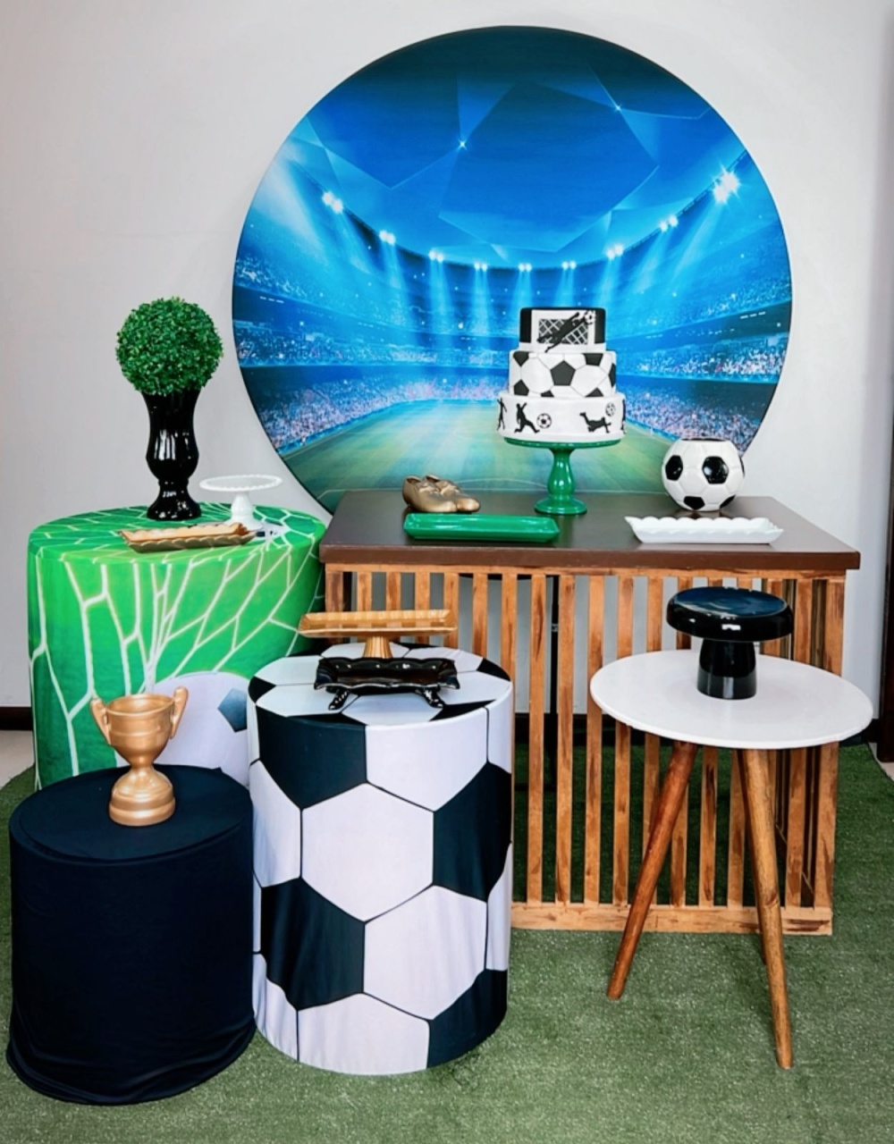 Futebol Campo Composição Mesa Rustica 4 - TudFestas