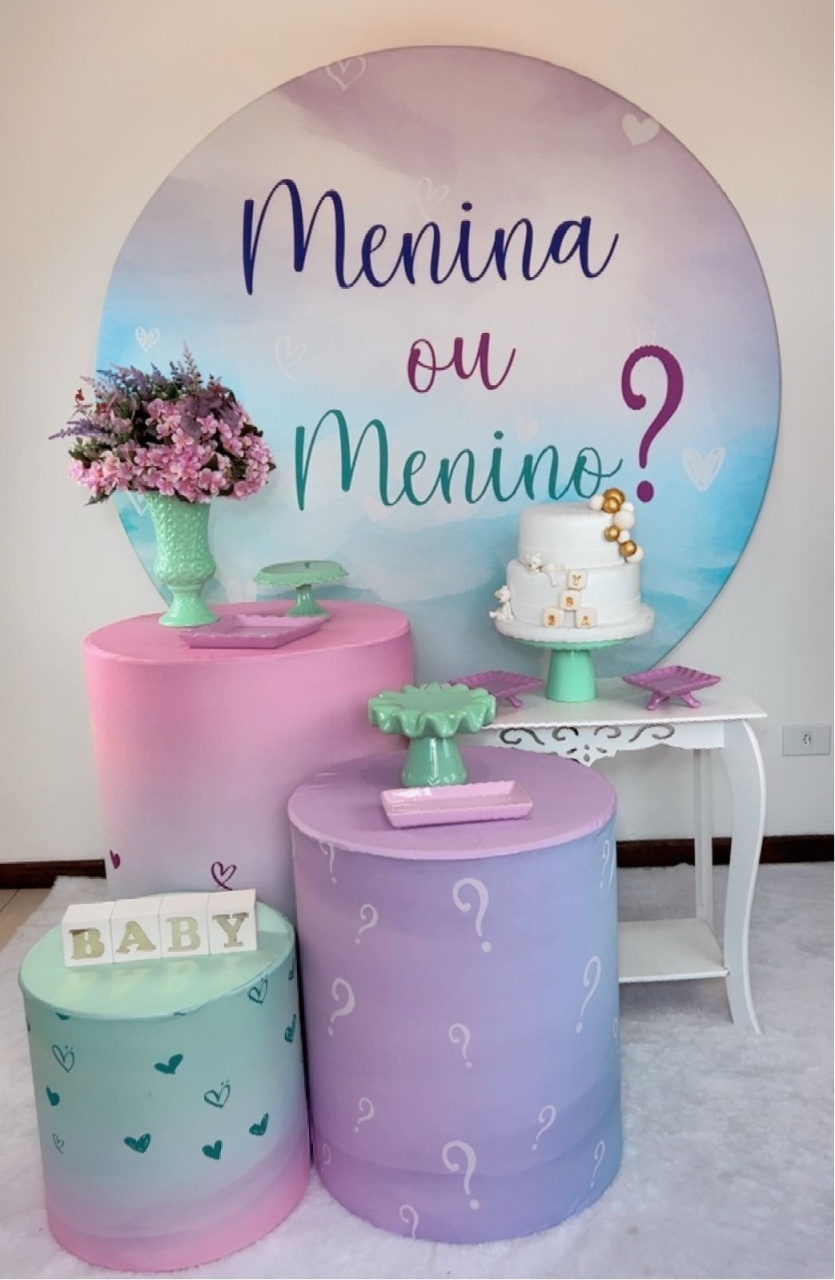 Kit Prata Chá Revelação - Lilás E Verde.  - TudFestas