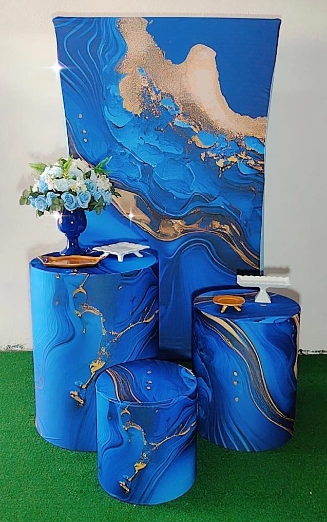 Kit Bronze Azul Abstrato - TudFestas