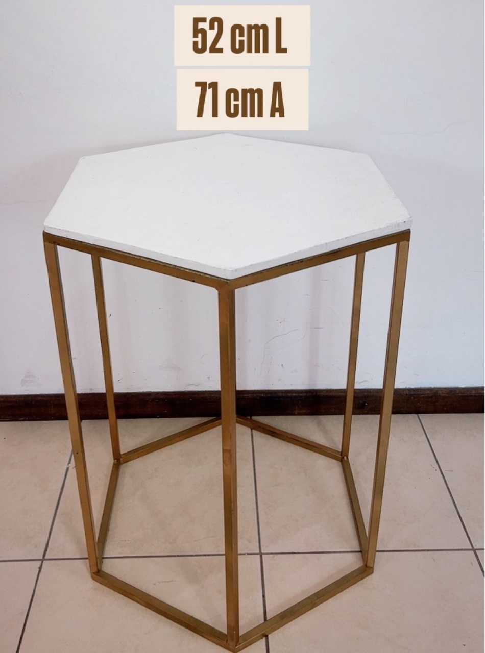 Mesa Sextavada Dourada/Branca M - TudFestas