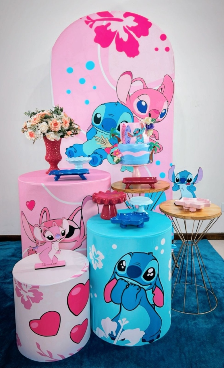 Kit Ouro Lilo Stitch E Angel - Modelo 2  - TudFestas
