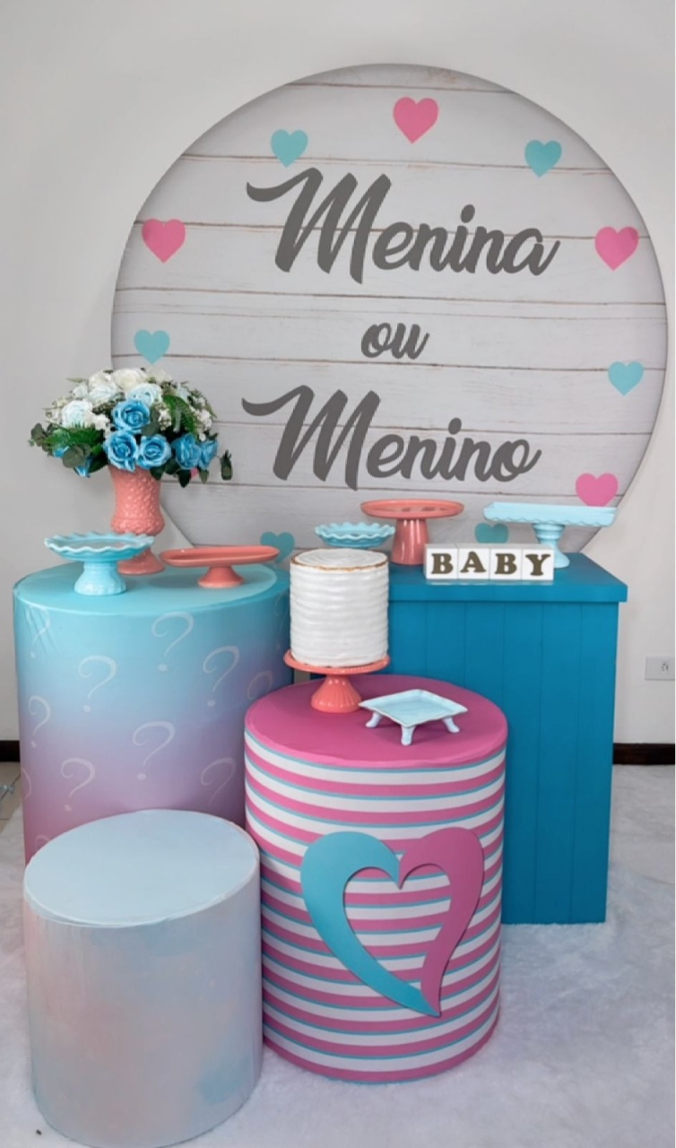 Kit Prata Chá Revelação - Azul E Rosa. - TudFestas
