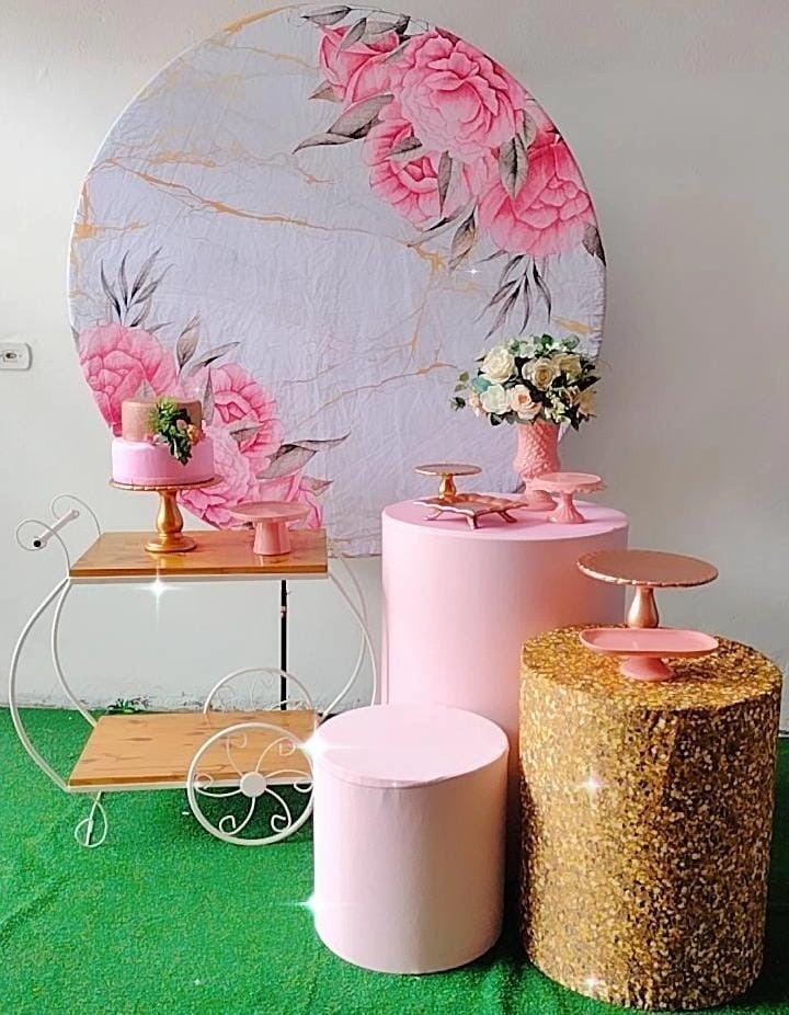 Kit Prata Floral Rajado Rosa  - TudFestas