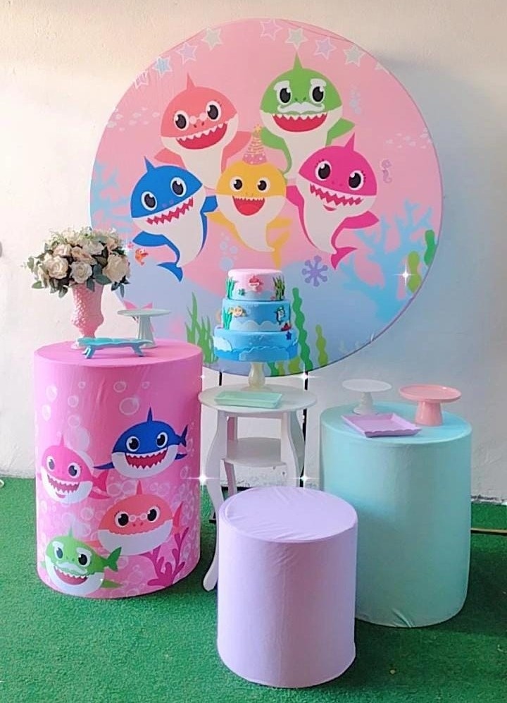 Kit Prata Baby Shark Rosa - TudFestas