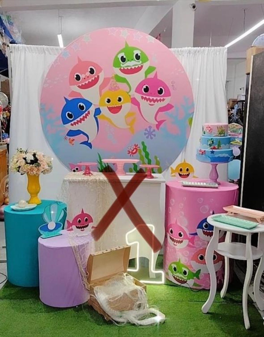 Kit Diamante Baby Shark Rosa - TudFestas