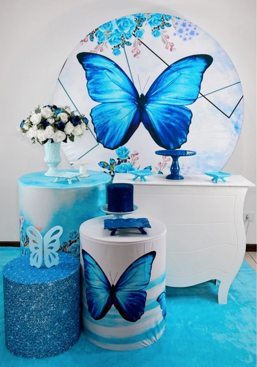 Kit Prata Borboleta Azul - Modelo 2 - TudFestas