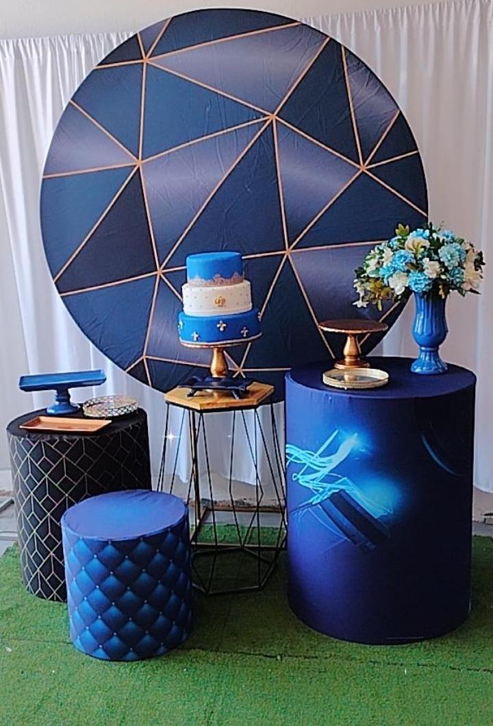 Kit Prata Azul Geométrico - TudFestas
