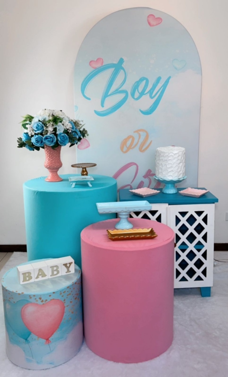 Kit Prata Chá Revelação - Azul E Rosa - TudFestas