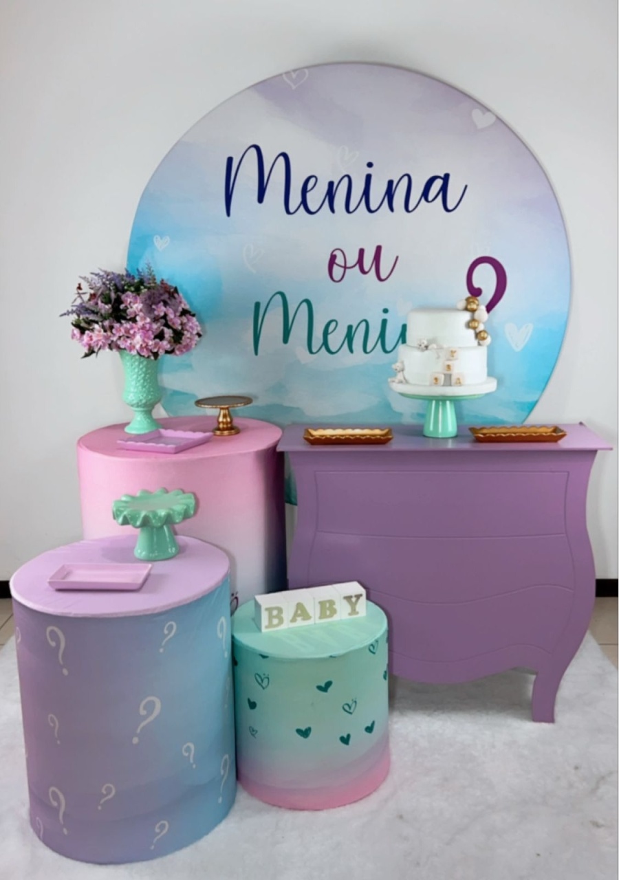 Kit Prata Chá Revelação - Lilás E Verde - Modelo 2. - TudFestas