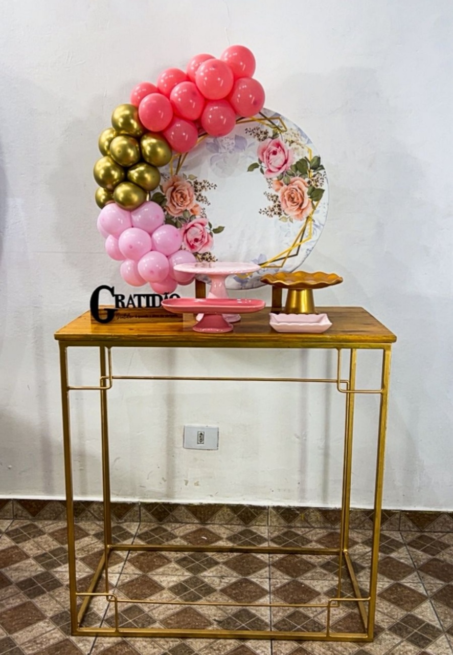 Kit Rubi Floral Rosa - Com Mesinha Ferro - TudFestas