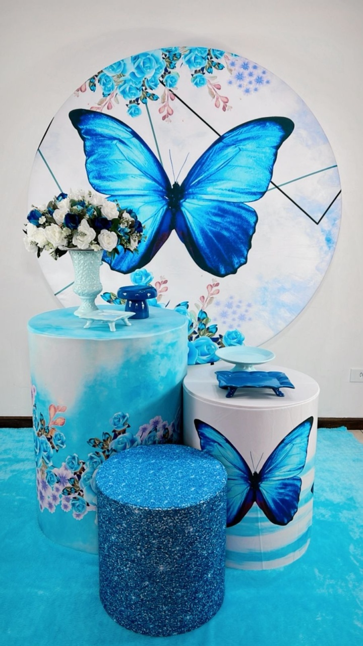 Kit Bronze Borboleta Azul - TudFestas