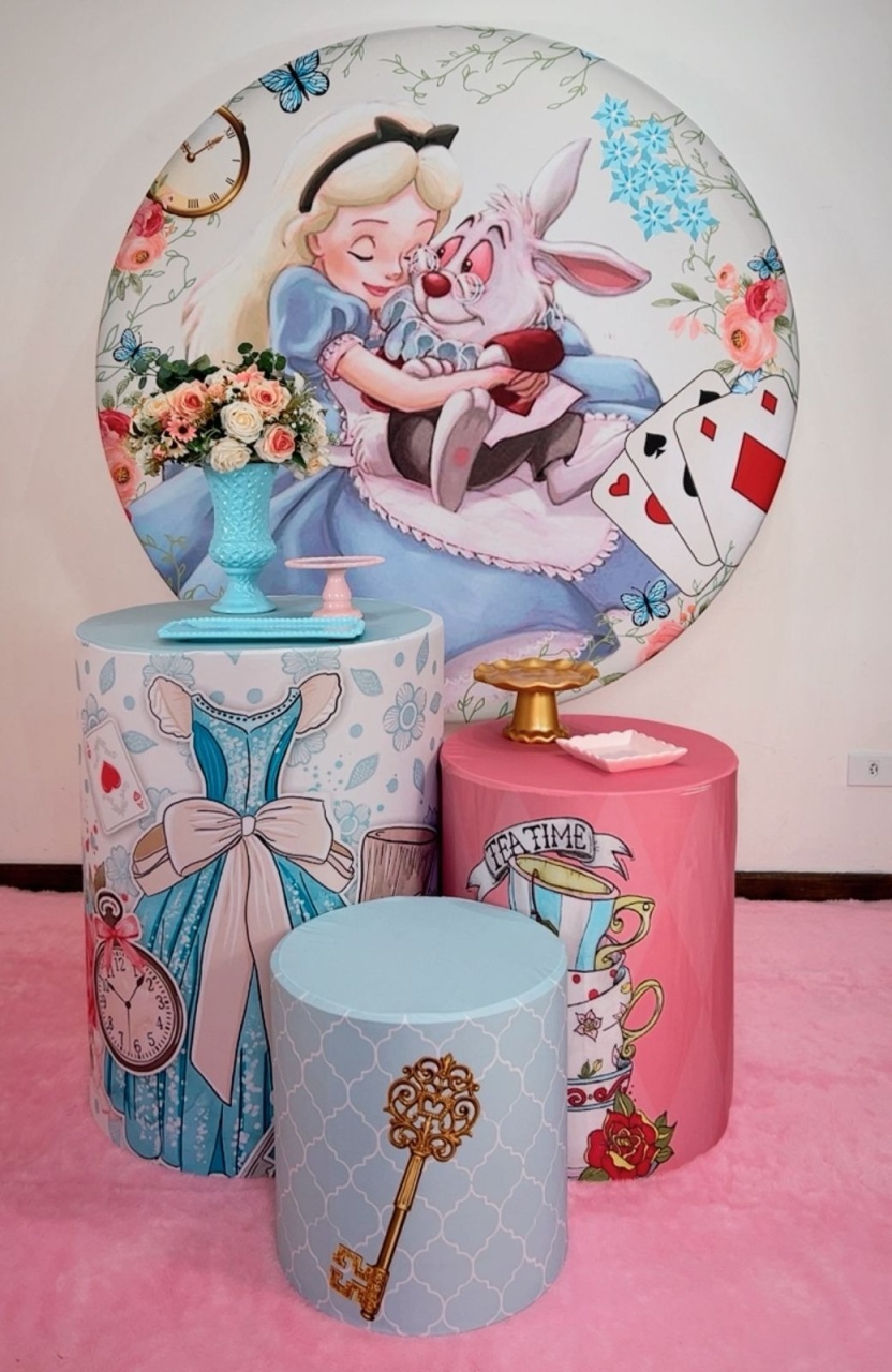 Kit Bronze Alice No País das Maravilhas - Painel Cartas  - TudFestas