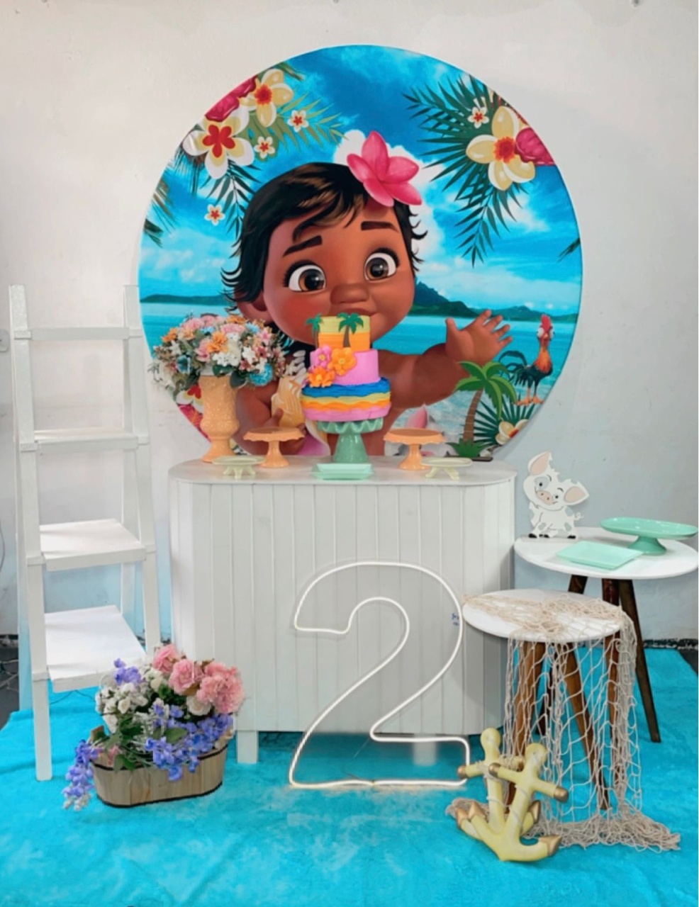 Composição Clean Moana Baby Fundo Azul - TudFestas